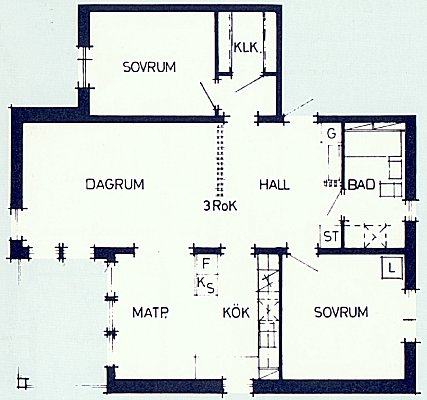 Plan över 3-rumslägenhet